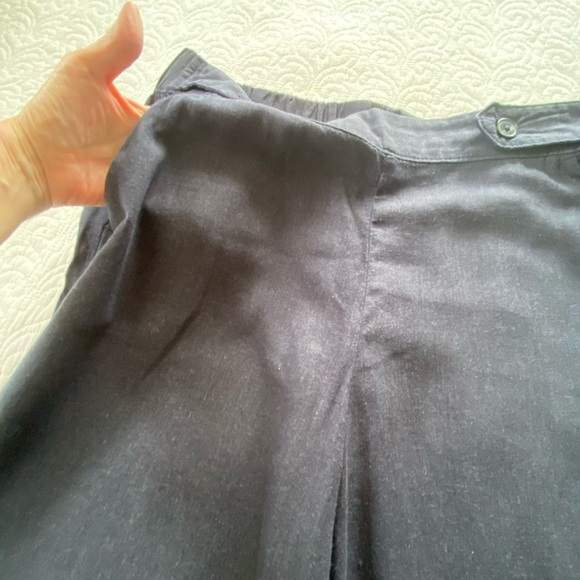 Croft & Barrow Linen Blend Dark Navy Pull On Wide Leg Cropped Pants Size Large - Picture 6 of 9